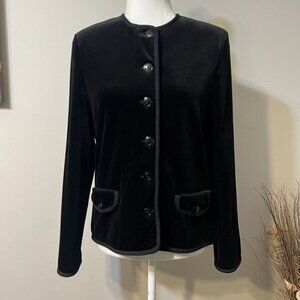 Vintage Choice by Butte Velvet Velour Button Up Jacket  Women’s Size 12 Black